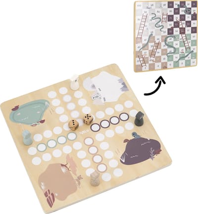 Tryco Wooden Ludo Game - Houten Bordspel - Ludo met Dierenfiguren en Dobbelsteen - Stimuleert Strategie en Motoriek - Vanaf 36 Maanden