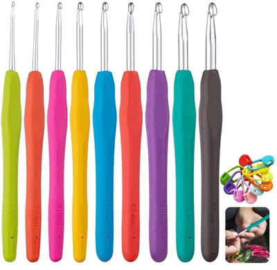 Dailygoods - 9-delige Haaknaaldenset 2,0-6,0 mm - Ergonomische Breinaalden met Kleurcode
