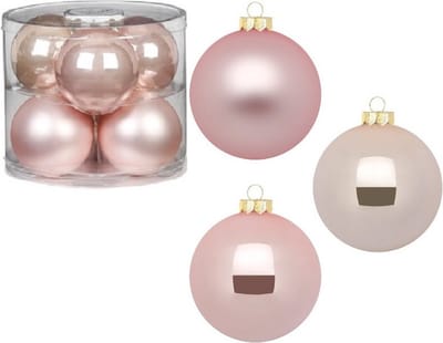 Inge Christmas Grote kerstballen - 6x st - roze - D10 cm - glas - kerstversiering