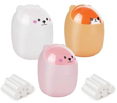 Mini Tafelvuilnisemmers - Set van 3 met Deksel - Compact en Schattig voor Keuken, Kantoor en Badkamer