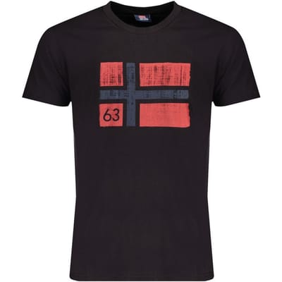Noorwegen 1963 Zwarte Katoenen Heren T-Shirt
