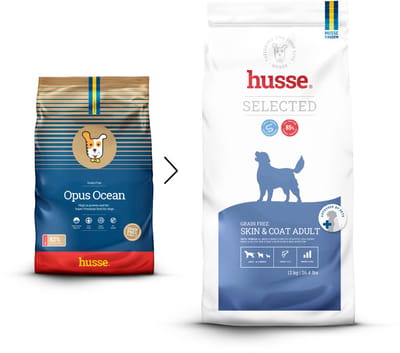 Husse Opus Ocean - Graanvrij Hondenvoer, Hondenbrokken zonder Granen, Glutenvrij Droogvoer Hond - Met Zalm & Aardappel - 2 x 12 kg