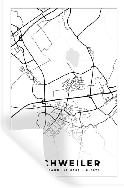 Muurstickers - Sticker Folie - Stadskaart - Plattegrond - Eschweiler - Kaart - 20x30 cm - Plakfolie - Muurstickers Kinderkamer - Zelfklevend Behang - Zelfklevend behangpapier - Stickerfolie