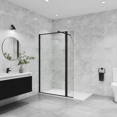 Inloopdouche-douchewand 140+30x195cm,8mm mat zwart kader en raste gehard glas,makkelijk schoon te maken,antikalk,stabilisatiestang 70-120cm (verstelbaar),mat zwart aluminium profiel.