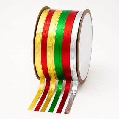 Cadeaulint Rol 6 mm – Goud, Rood, Zilver & Groen – Totaal 30 m - 10+10+5+5 mtr
