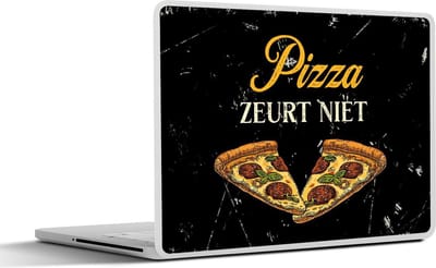 Laptop sticker - 14 inch - Pizza - Vintage - Spreuk - 32x5x23x5cm - Laptopstickers - Laptop skin - Cover - Cadeau voor vrouw - Cadeau voor man