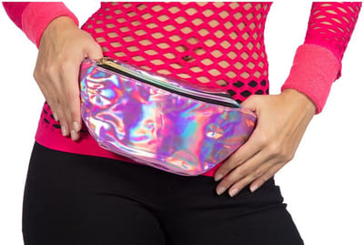 Heuptasje - Fanny Pack - Festival - Verkleedaccessoire - Disco - Foute Party - Holografisch Roze - One Size