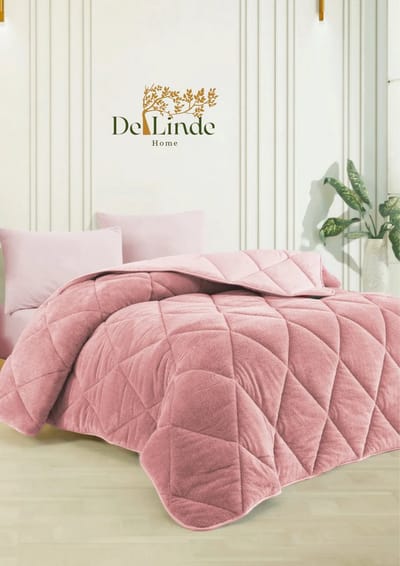 Dekbed zonder overtrek - Roze - 220x240 cm - Lits-jumeaux - 2 in 1 Dekbed - Teddy - Zacht & Hypoallergeen - 4 Seizoenen - Dubbelzijdig - Wasbaar - Ultra Soft - De Linde Home