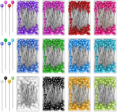 1200 Stuks Kleurige Naaldspelden voor Hijab, Grote RVS Spelden voor Naaien, Perfect voor Creatieve Projecten en Handwerk (12 Kleuren, 100 Per Doos)