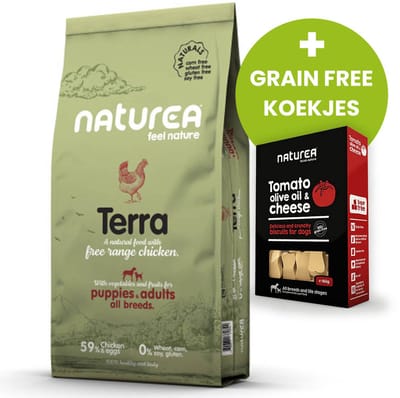 Naturea Naturals Terra Chicken - 12 KG - Hondenvoer - Plus Grain Free Koekjes