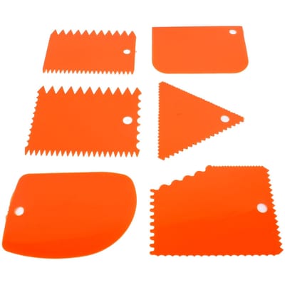 6 Stuks Plastic Klei Schraper Set Zachte Klei Boetseren Deeg Snijden Aardewerk Gereedschap met Ophanggat orange