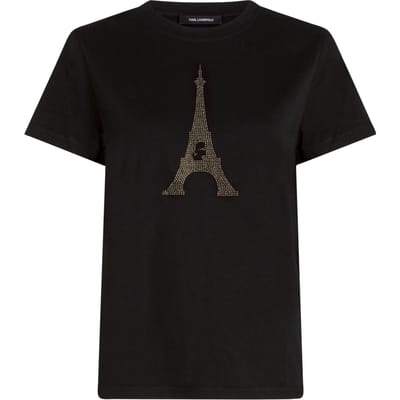 Karl Lagerfeld Rhnstn Paris T-shirt Black Taglia: XS | Maglie Sportivi Outlet | Donna | Nero