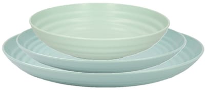 Plasticforte camping borden set - groen - kunststof - 3 soorten - 12x stuks - onbreekbaar servies