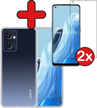 Hoesje - Met 2x Screenprotector - Geschikt voor OPPO Find X5 Lite - Sterk & Shockproof - Telefoon Hoes - Back Cover - Siliconen Case - Telefoonhoes - Transparant