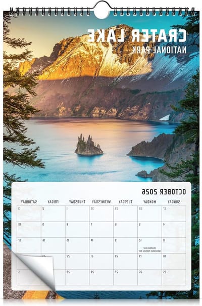 Wandkalender Nationale Parken - Maandkalender Planners - Organiseren Plannen - 16 Maanden Overzicht - 37cm x 25cm - Meerdere Kleuren
