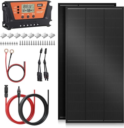 Zonnepaneelkit 400 W - Monokristallijn PV-systeem met MPPT laadregelaar en accessoires voor campers en tuinen