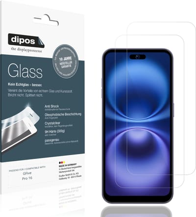 dipos – 2x Pantserfolie geschikt voor GFive Pro 16 | 9H Screenprotector