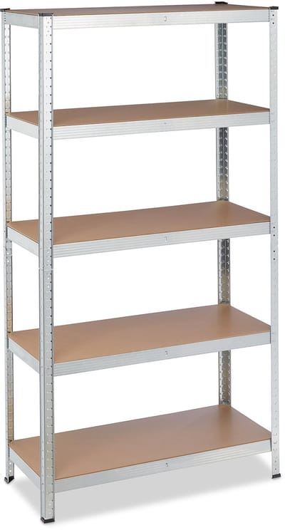 stellingkast verzinkt - draaglast 875 kg - 180 x 90 x 40 cm - 5 etages - steeksysteem - staal