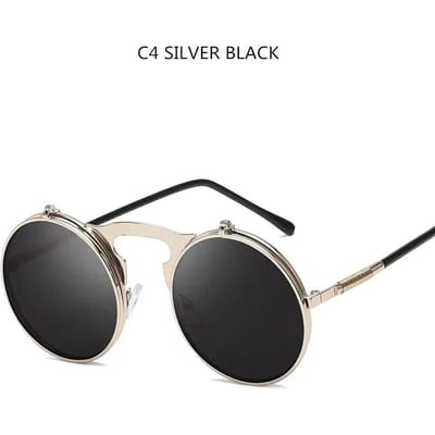 Klassieke Steampunk Klap Zonnebrillen Klassiek Rond Metaal ideaal voor dagelijks gebruik Zonnebrillen voor Mannen En Vrouwen Designer Cirkel Oculos