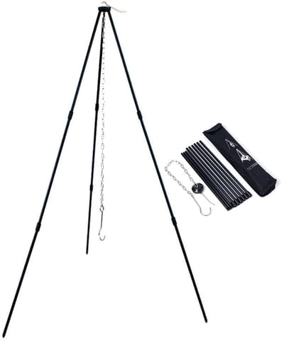 Dailygoods- Kookstatief Opvouwbaar - Aluminiumlegering - Lichtgewicht - Verstelbare Ketting - Draagtas - Duurzaam en Temperatuurbestendig - Kampeerstatief