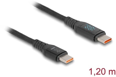 Delock USB 2.0 Fast Charging Cable USB Type-C™ male to male PD 3.1 140 W with power indication 1.20 m
