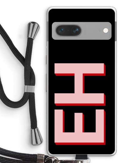 Gepersonaliseerd - Case Company® - Hoesje met koord geschikt voor Google Pixel 7 hoesje met Koord - Monogram - Telefoonhoesje met Zwart Koord - Bescherming aan alle Kanten en Over de Schermrand