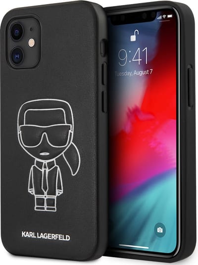 Zwart hoesje van Karl Lagerfeld - Backcover - iPhone 12 Mini - Embossed