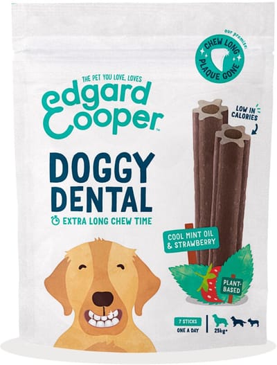 4x Edgard & Cooper Doggy Dental Sticks Aardbei - Frisse Muntolie