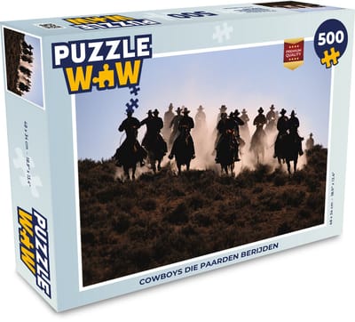 Puzzel Cowboys die paarden berijden - Legpuzzel - Puzzel 500 stukjes
