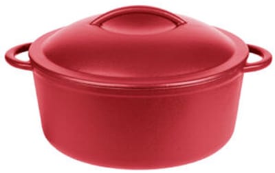 GSW Gietijzeren kookpan - Ø 24 cm - Matt Rood - Met deksel