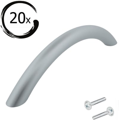 20X Handgrepen Aluminium - Boormaat 160mm - Greepjes - Handgreep - Handgrepen keukenkastjes - Handvatten - Meubelgreep Aluminium - Handgrepen voor deurtje