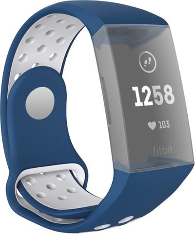Hama Sportpolsband Voor Fitbit Charge 3/4 Ademend Horlogebandje Blauw/grijs
