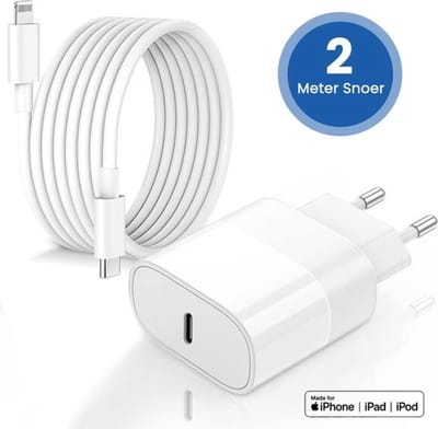 Golden Sound 20W Originele Super Snellader - Oplader - 2 Meter Oplaadstekker - Lader geschikt voor Lightning 14/13/12/11/Xr/Xs/Xs Max/8/8 Plus/ Pro