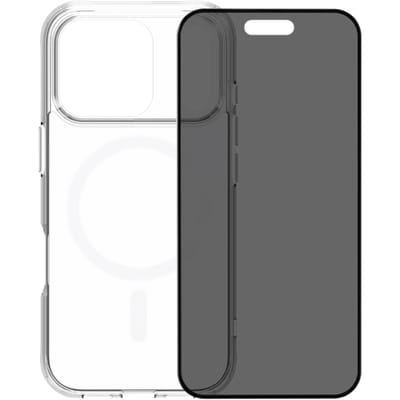 BlueBuilt Protective Back Cover met MagSafe iPhone 17 Pro Transparant + BlueBuilt iPhone 17 Pro Privacy Screenprotector Glas