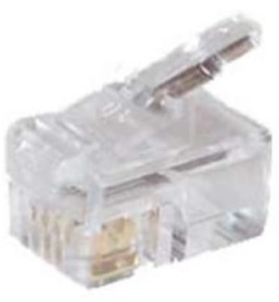 RJ10 krimp connector (4P4C) voor ronde telefoonkabel - per stuk / transparant