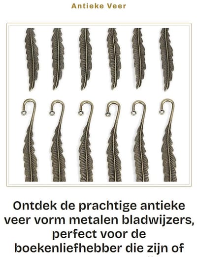 Dailygoods- Bladwijzer Antiek Brons - 12 Stuks - Metalen Boekenlegger - Creatieve Veervorm - Lichtgewicht - Duurzaam Legeringsmateriaal