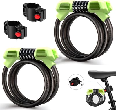 Set van 2 Fietsslot met Ketting van 1,2 meter voor Fietsen, E-Bikes en Kinderwagens - Groen Veilig en Duurzaam