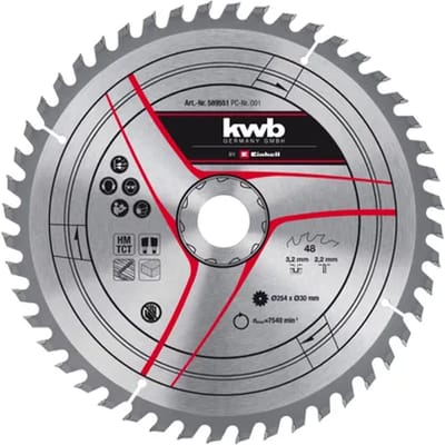 Einhell Cirkelzaagblad Hout Kwb48t - 254mm - 48t - Hardmetaal
