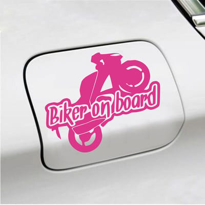 Bumpersticker - Biker On Board - 11,9 X 14,8 - Roze