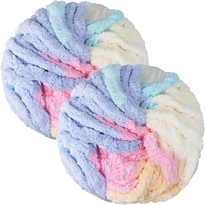 500 g dik breigaren, pluizige chenillewol om te haken, XXL-garen, zacht, grof gebreid, voor deken, kussen, sjaal, perfect voor handbreien, doe-het-zelf handwerk