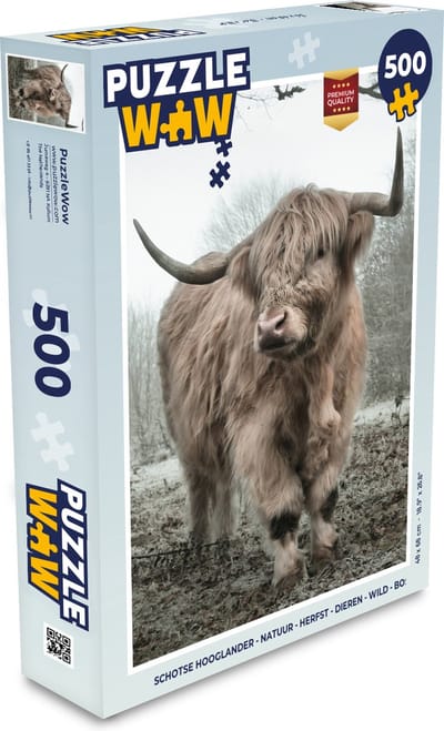 Puzzel Schotse hooglander - Natuur - Herfst - Dieren - Wild - Bos - Legpuzzel - Puzzel 500 stukjes
