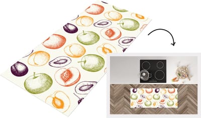 Keukenloper - Loper keuken - Patroon - Eten - Illustratie - 120x50 cm - Keukenloper vinyl