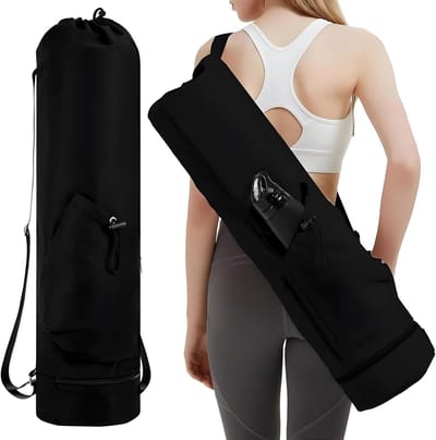 Yogamattentas - Sporttas Mat - Naar Les - Lange Schouderriem - 75 cm - Zwart