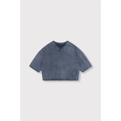 Alix The Label Ladies Knitted Cut Seam Sweat T-shirt Dames - Topjes - Blauw - Maat S