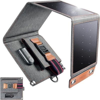 Thuys – Draagbaar Zonnepaneel – Solar Charger – Opvouwbaar – 14w – 66 x 15 x 4cm – Zwart