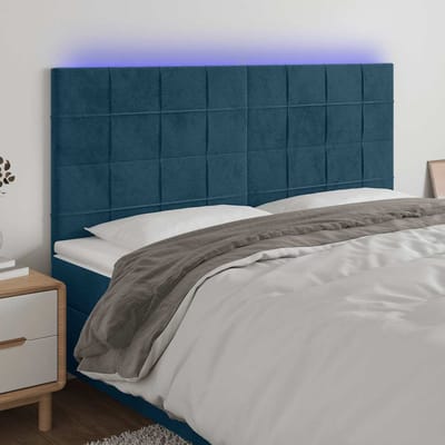 vidaXL - Hoofdbord - LED - 180x5x118/128 - cm - fluweel - donkerblauw