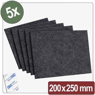 Quadrios 26SA140 Viltglijders Zelfklevend, Rond Zwart (l x b x h) 200 x 250 x 4 mm 5 stuk(s)