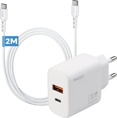 35w usb C adapter 2 poorten met usb C kabel 2m - Oplader voor a56 s25 s24 s25 ultra tab a9 plus a16 a36 super snellader