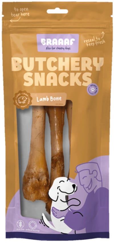 Braaaf Hondensnack Butchery Lamb Bone Small - 3 stuks