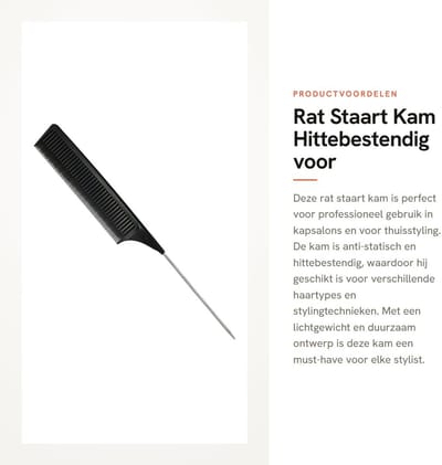 Dailygoods- Weven Kam Hittebestendig - Haarkammetjes Zijkam - Haarkam Heren - Haar Kam Mannen - Duurzaam - Lichtgewicht Roestvrij Staal